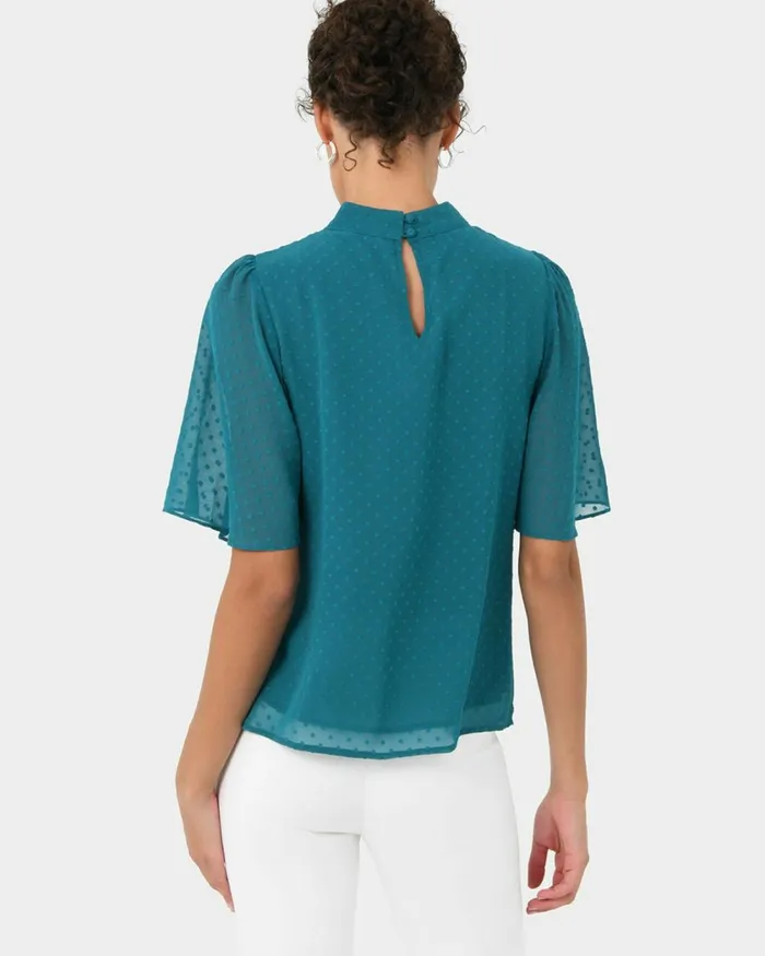Forcast Savina Bell Sleeve Top Teal Women TShirts and Tops