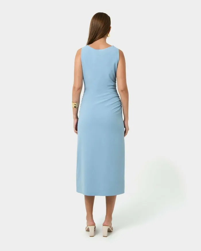 Forcast Serena Cowl Neck Dress Dusk Blueblack Women Midi Dresses