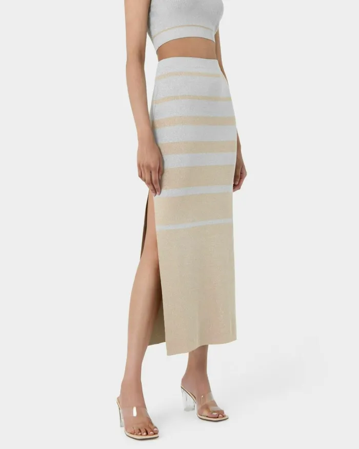 Forcast Shay Lurex Knit Skirt Multi Women Midi and Maxi Skirts