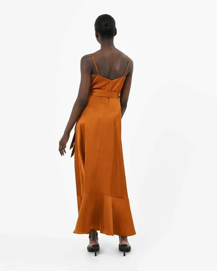 Forcast Sirocco Ruffles Strappy Dress Copper Women Wedding Guest Dresses