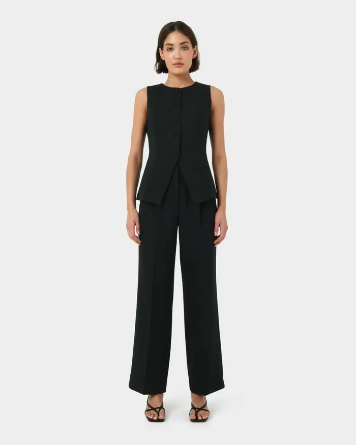 Forcast Sofia Longline Vest Ivorybaby Blueblack Women TShirts and Tops