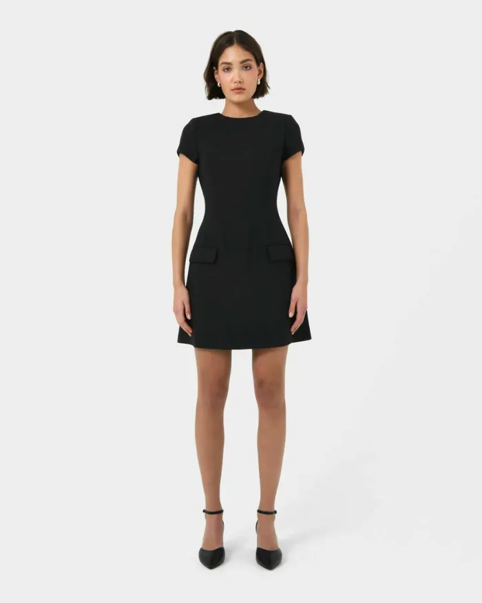 Forcast Sofia Panel Tailored Dress Baby Blueblack Women Mini Dresses