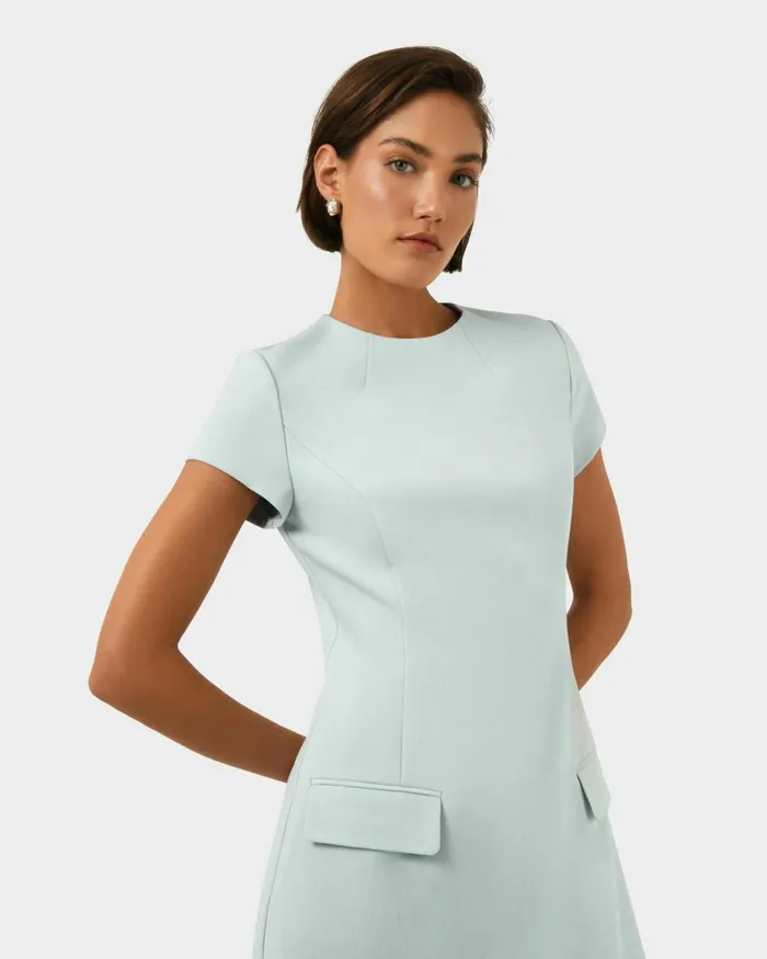 Forcast Sofia Panel Tailored Dress Baby Blueblack Women Mini Dresses