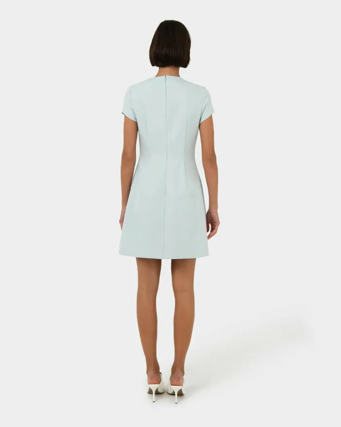 Forcast Sofia Panel Tailored Dress Baby Blueblack Women Mini Dresses