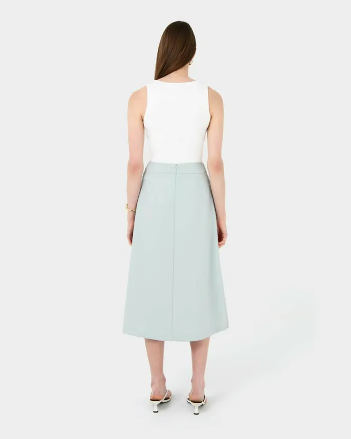 Forcast Sofia Wrap Midi Skirt Baby Blue Women Midi and Maxi Skirts
