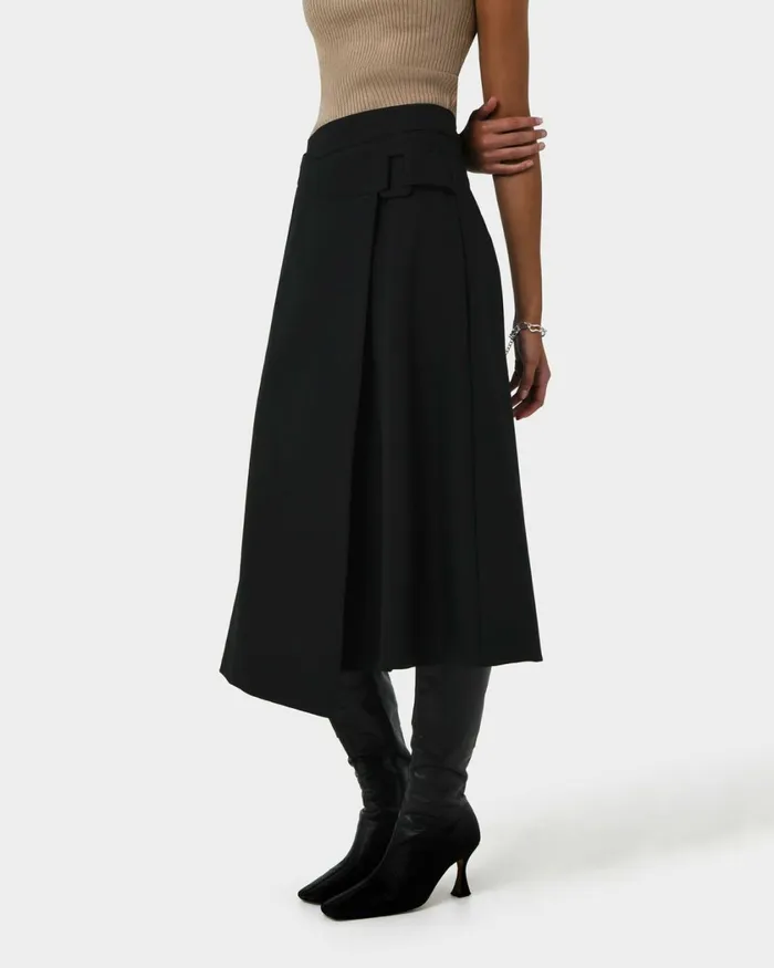 Forcast Sofia Wrap Midi Skirt Ivorybaby Blueblack Women Midi and Maxi Skirts