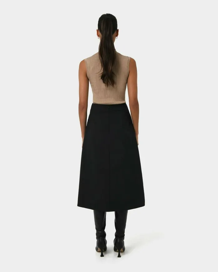 Forcast Sofia Wrap Midi Skirt Ivorybaby Blueblack Women Midi and Maxi Skirts
