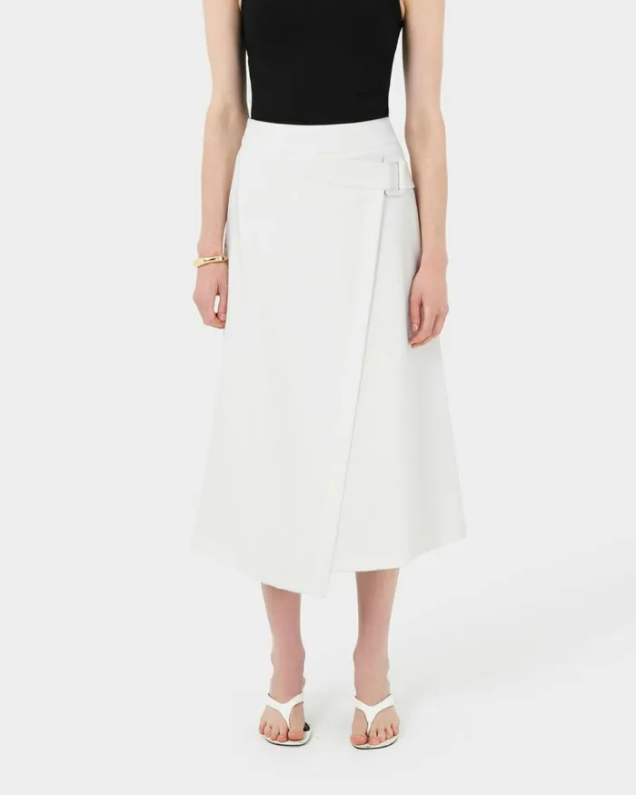 Forcast Sofia Wrap Midi Skirt Ivorybaby Blueblack Women Midi and Maxi Skirts