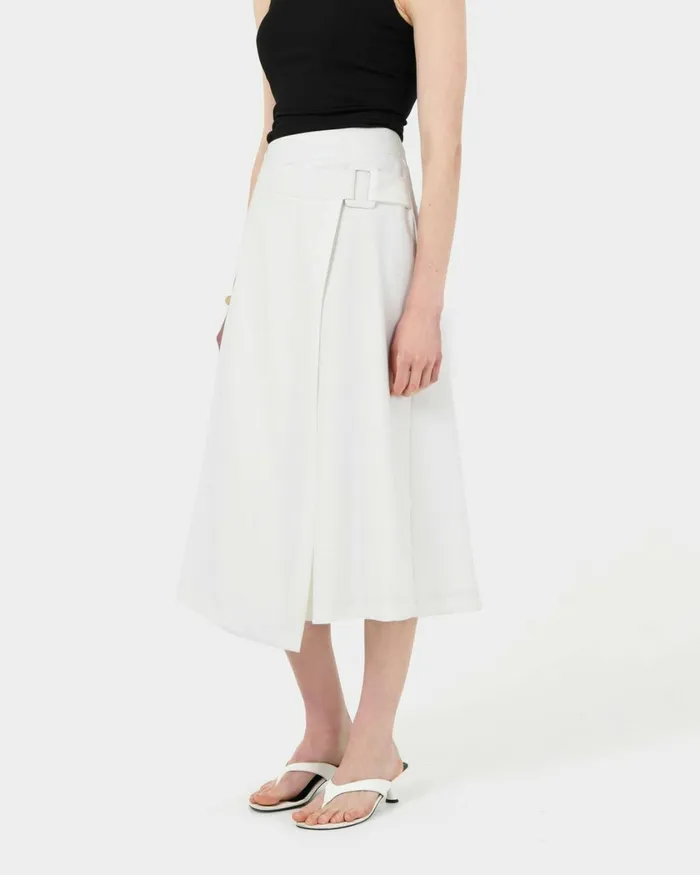 Forcast Sofia Wrap Midi Skirt Ivorybaby Blueblack Women Midi and Maxi Skirts
