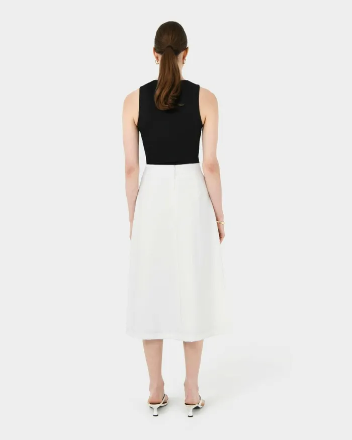 Forcast Sofia Wrap Midi Skirt Ivorybaby Blueblack Women Midi and Maxi Skirts