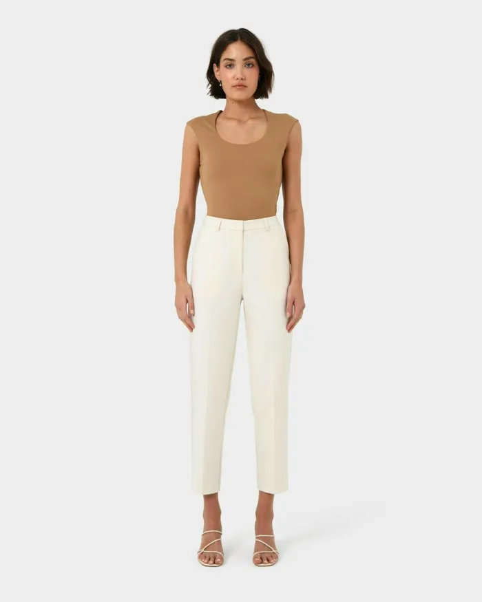 Forcast Soho Rounded Square Neck Top Light Camelivorynavyblack Women TShirts and Tops