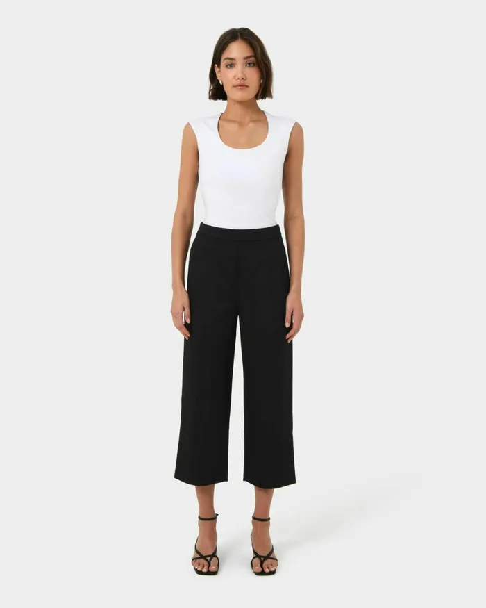 Forcast Soho Rounded Square Neck Top Light Camelivorynavyblack Women TShirts and Tops