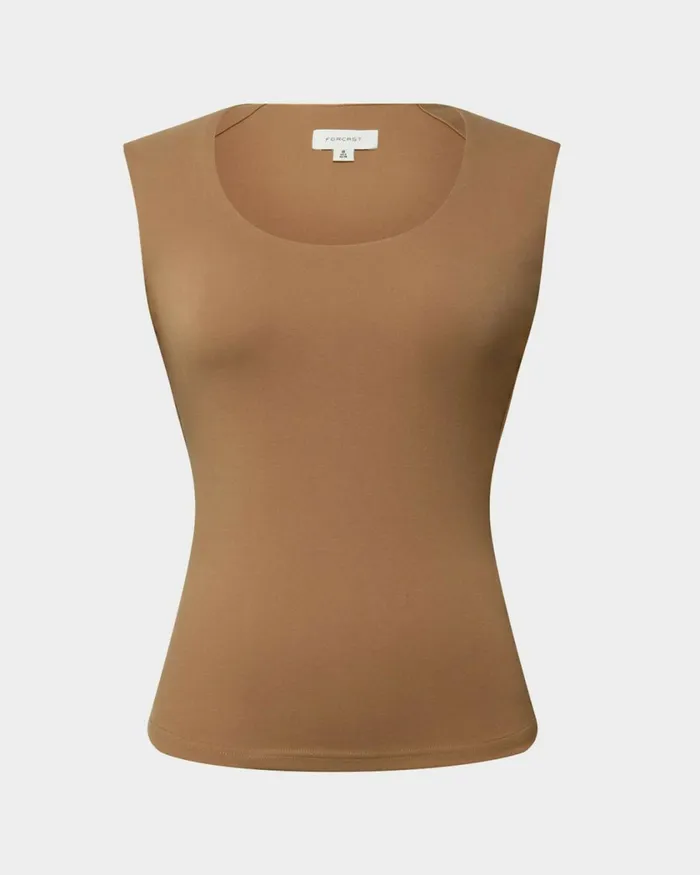 Forcast Soho Rounded Square Neck Top Light Camelivorynavyblack Women TShirts and Tops