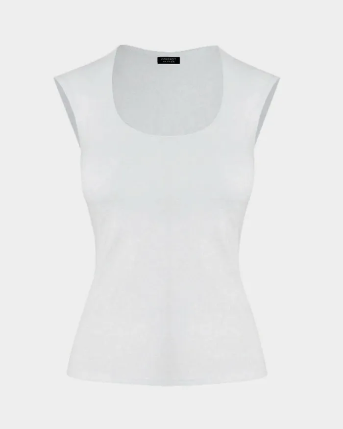 Forcast Soho Rounded Square Neck Top Light Camelivorynavyblack Women TShirts and Tops
