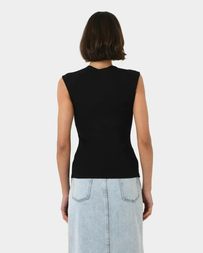 Forcast Soho Rounded Square Neck Top Light Camelivorynavyblack Women TShirts and Tops