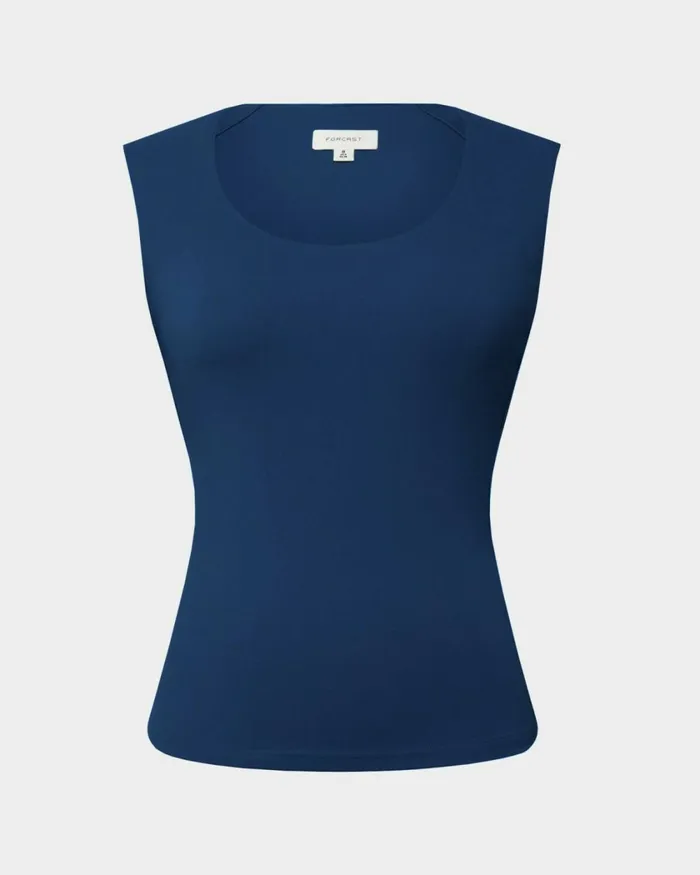 Forcast Soho Rounded Square Neck Top Light Camelivorynavyblack Women TShirts and Tops