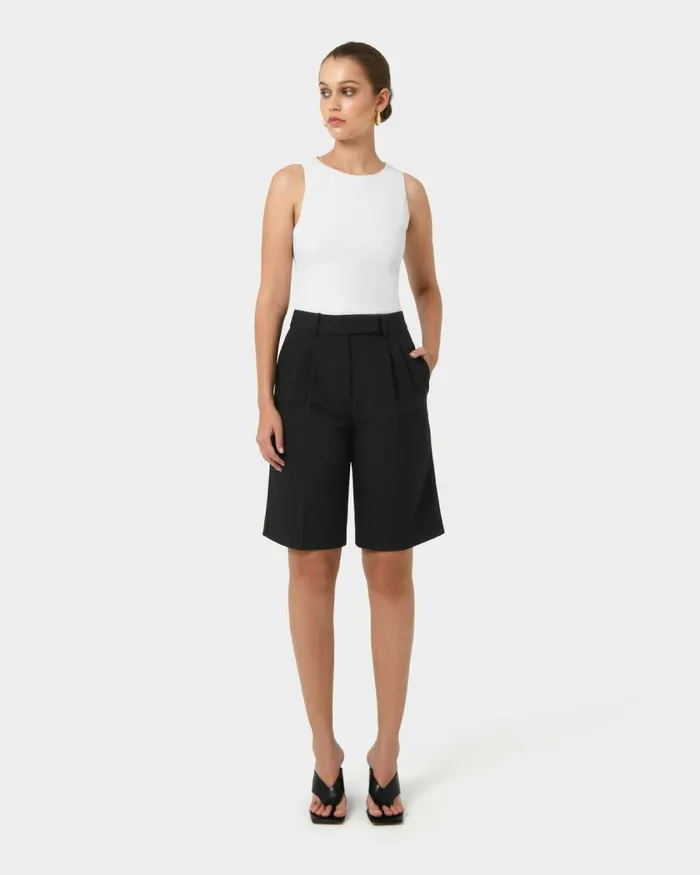 Forcast Sonique Tailored Short Sandblack Women Work Pants