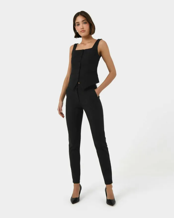 Forcast Stella Tall Trousers Navyblack Women HighWaisted Pants