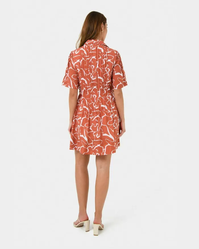 Forcast Sunshine Pleated Dress Ivory Women Mini Dresses