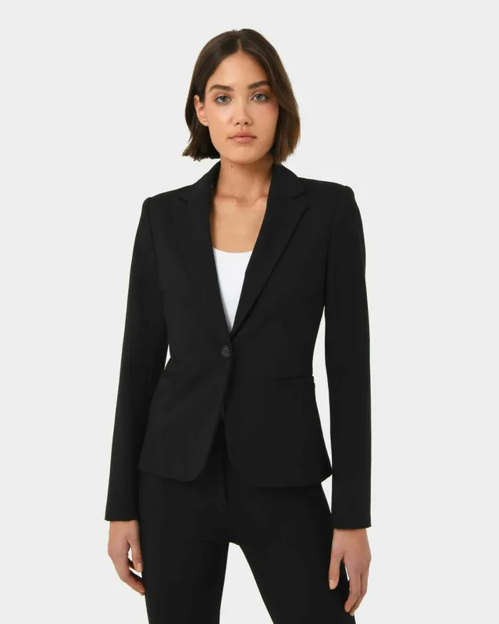 Forcast Sutton Single Breasted Blazer Black Women Jackets and Blazers