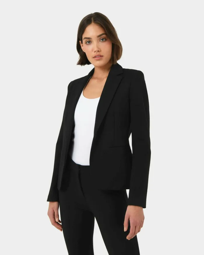 Forcast Sutton Single Breasted Blazer Black Women Jackets and Blazers