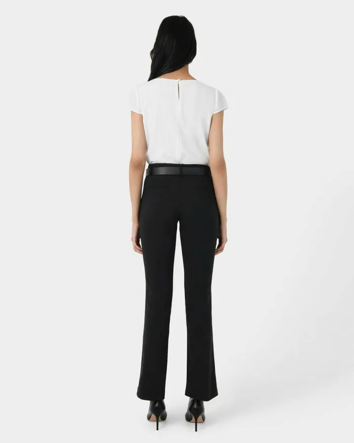 Forcast Tamera Pleated Round Neck Top Whiteblack Women TShirts and Tops