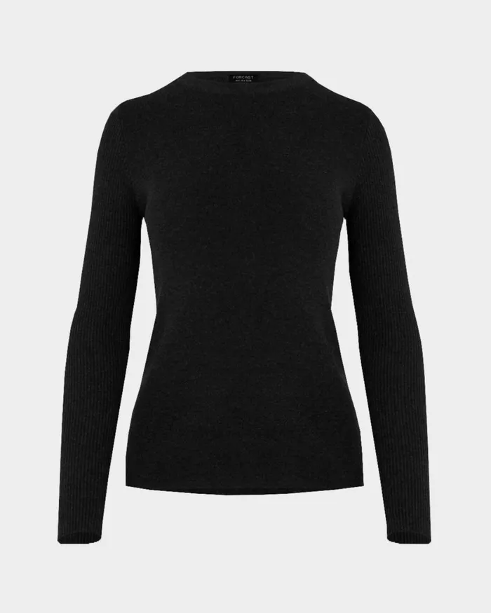 Forcast Tania Crew Neck Knit Walnuttobaccoivorynavygreycharcoalblack Women Petite Edit