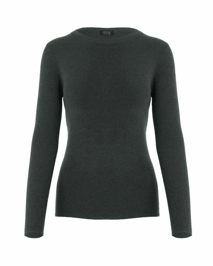 Forcast Tania Crew Neck Knit Walnuttobaccoivorynavygreycharcoalblack Women Petite Edit