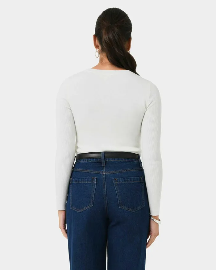 Forcast Tania Crew Neck Knit Walnuttobaccoivorynavygreycharcoalblack Women Petite Edit