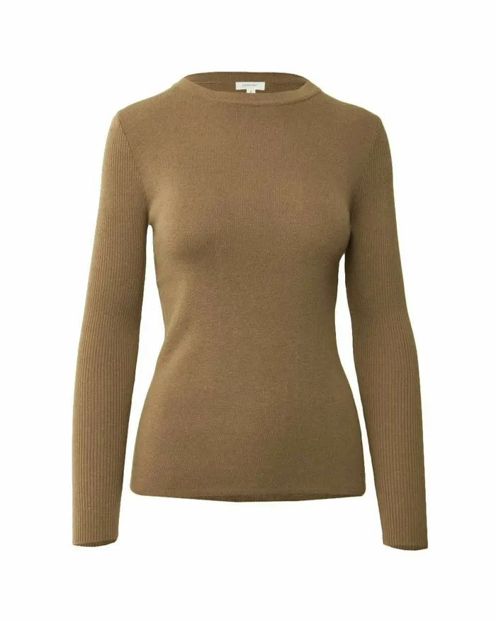 Forcast Tania Crew Neck Knit Walnuttobaccoivorynavygreycharcoalblack Women Petite Edit