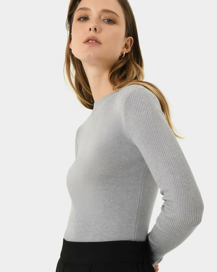 Forcast Tania Crew Neck Knit Walnuttobaccoivorynavygreycharcoalblack Women Petite Edit