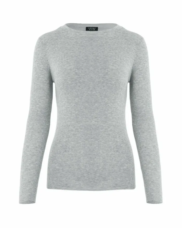 Forcast Tania Crew Neck Knit Walnuttobaccoivorynavygreycharcoalblack Women Petite Edit
