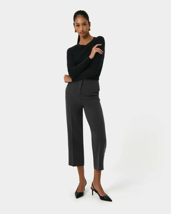 Forcast Tania Crew Neck Knit Walnuttobaccoivorynavygreycharcoalblack Women TShirts and Tops
