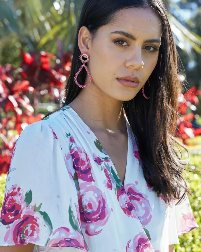 Forcast Tanya Beaded Earrings Pink Women Earrings