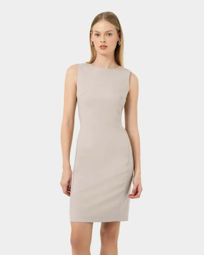 Forcast Taylor Fitted Dress Stonelight Birchnavymidnightlight Greyblack Women Work Dresses