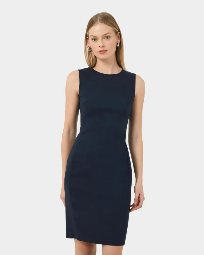 Forcast Taylor Fitted Dress Stonelight Birchnavymidnightlight Greyblack Women Work Dresses