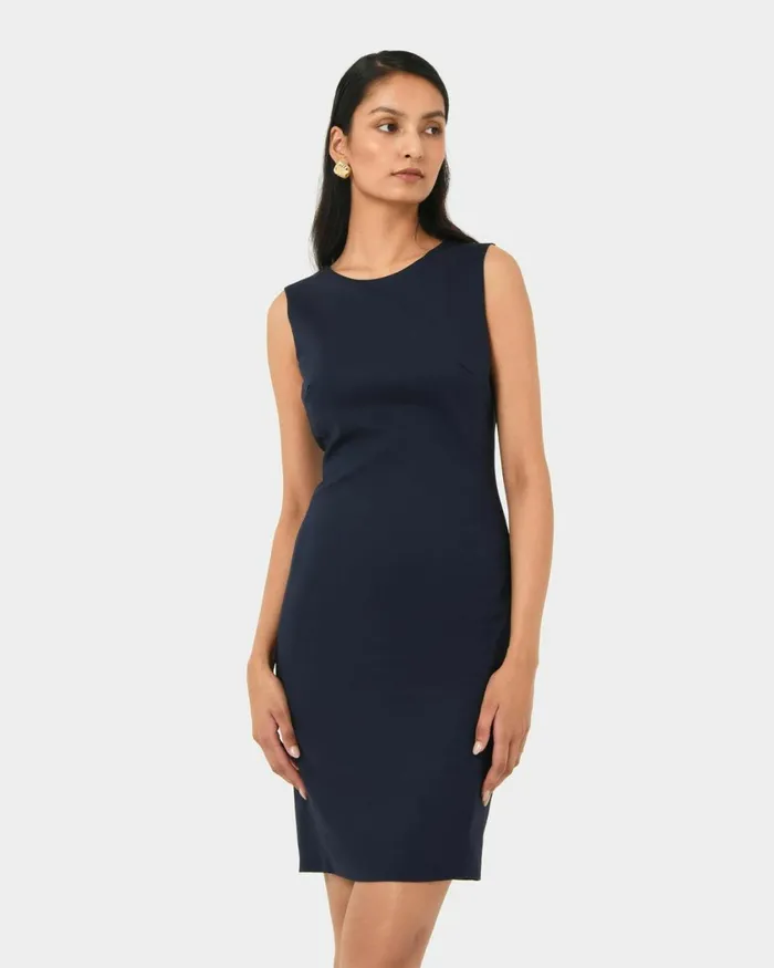 Forcast Taylor Fitted Dress Stonelight Birchnavymidnightlight Greyblack Women Work Dresses