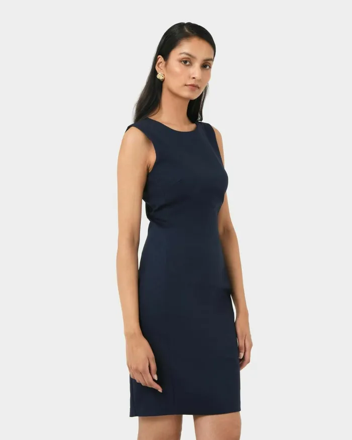 Forcast Taylor Fitted Dress Stonelight Birchnavymidnightlight Greyblack Women Work Dresses
