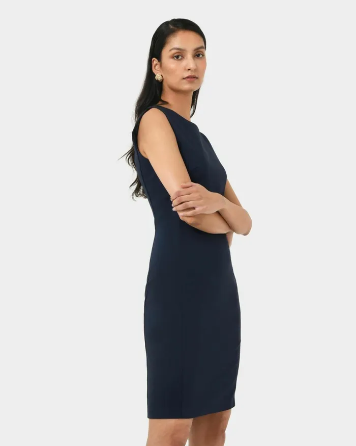 Forcast Taylor Fitted Dress Stonelight Birchnavymidnightlight Greyblack Women Work Dresses