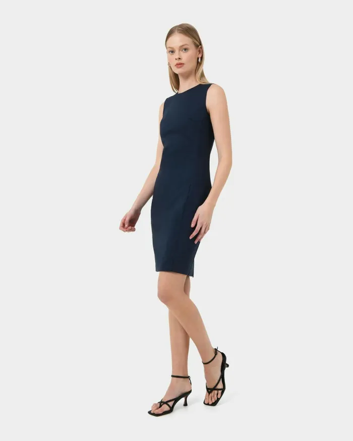 Forcast Taylor Fitted Dress Stonelight Birchnavymidnightlight Greyblack Women Work Dresses