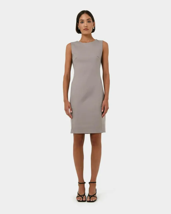 Forcast Taylor Fitted Dress Stonelight Birchnavymidnightlight Greyblack Women Work Dresses