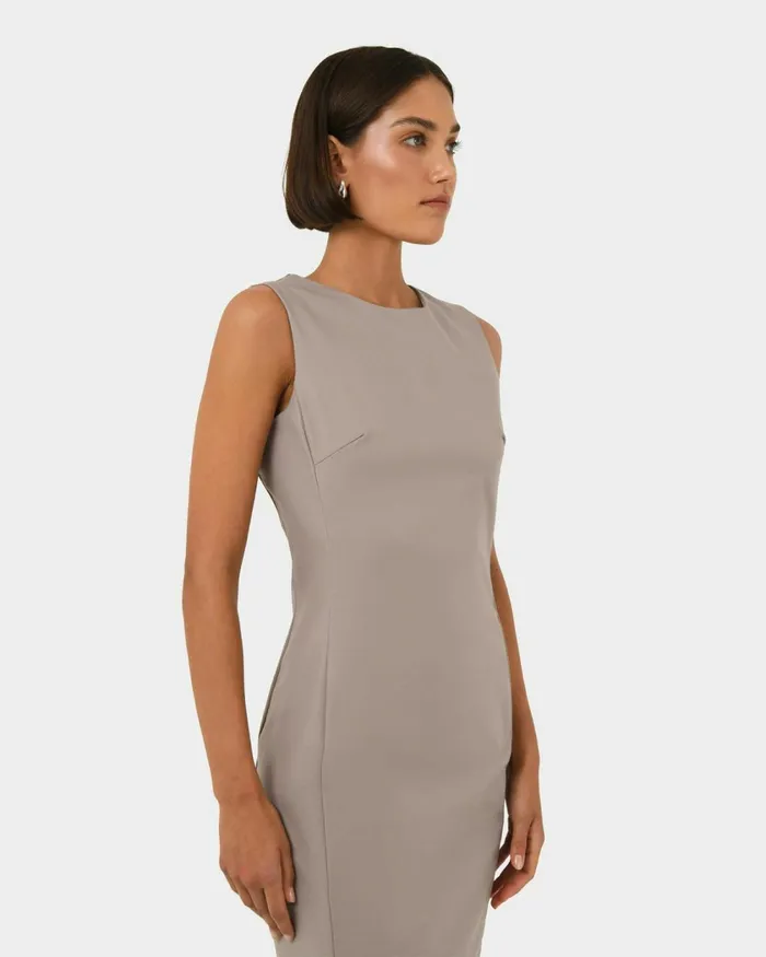 Forcast Taylor Fitted Dress Stonelight Birchnavymidnightlight Greyblack Women Work Dresses