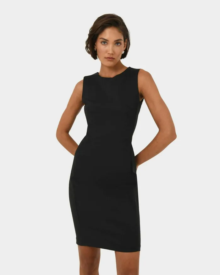 Forcast Taylor Fitted Dress Stonelight Birchnavymidnightlight Greyblack Women Work Dresses