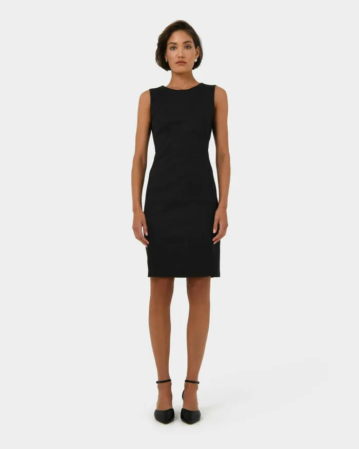 Forcast Taylor Fitted Dress Stonelight Birchnavymidnightlight Greyblack Women Work Dresses