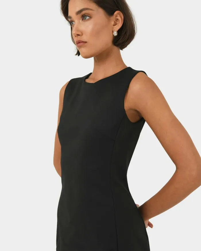 Forcast Taylor Fitted Dress Stonelight Birchnavymidnightlight Greyblack Women Work Dresses