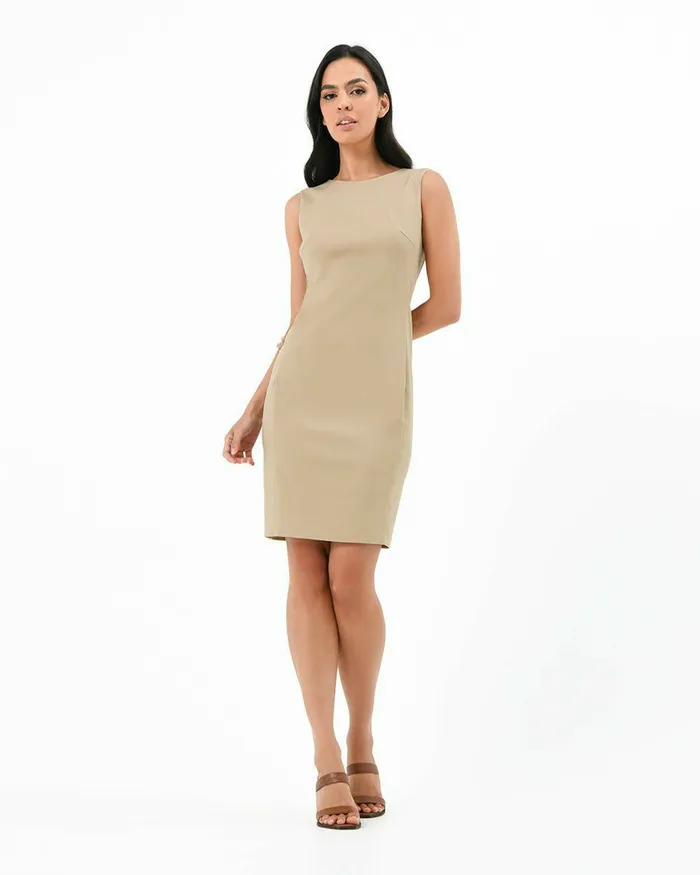 Forcast Taylor Fitted Dress Stonelight Birchnavymidnightlight Greyblack Women Work Dresses