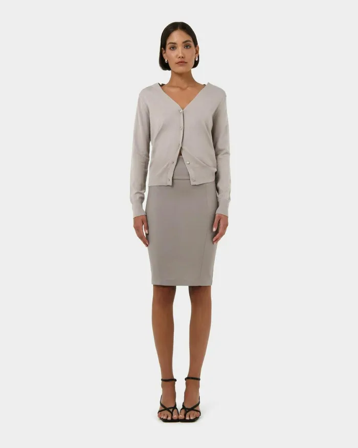 Forcast Taylor Pencil Skirt Stone Women Midi and Maxi Skirts