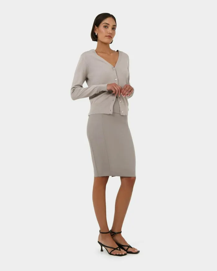 Forcast Taylor Pencil Skirt Stone Women Midi and Maxi Skirts