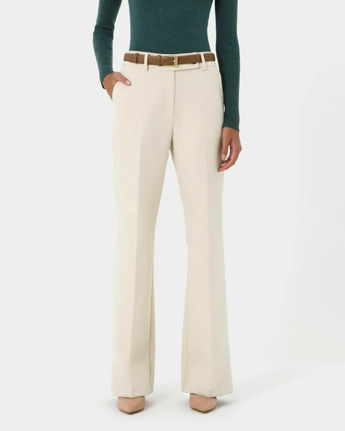 Forcast Teena Flare Pants Vanilla Women HighWaisted Pants