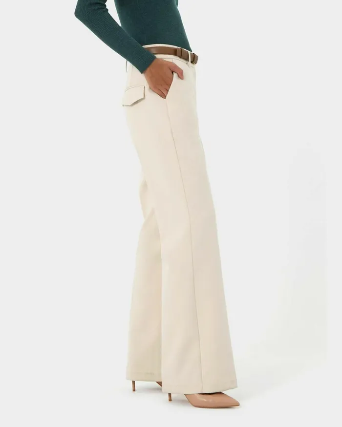 Forcast Teena Flare Pants Vanilla Women HighWaisted Pants